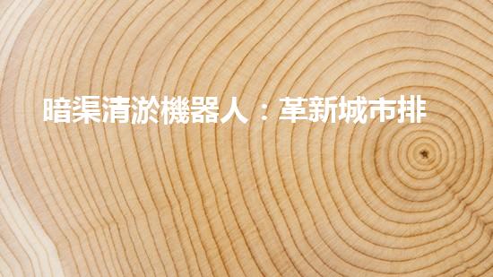 暗渠清淤機器人：革新城市排水，解決洪澇難題！